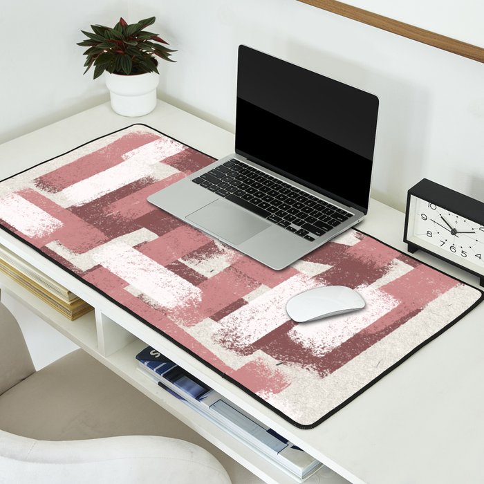 Pink Rose Modern Elements Desk Mat Gallery Image 2