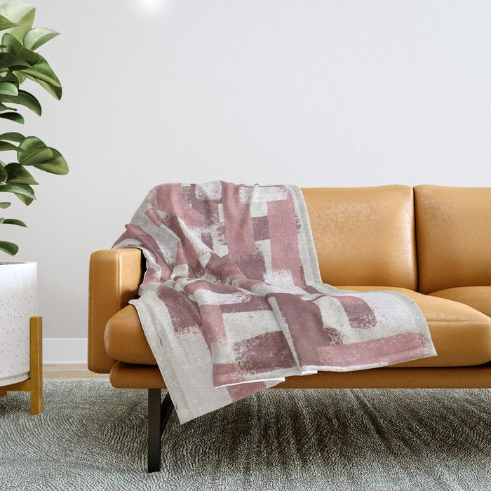 Pink Rose Modern Elements Throw Blanket Gallery Image 1