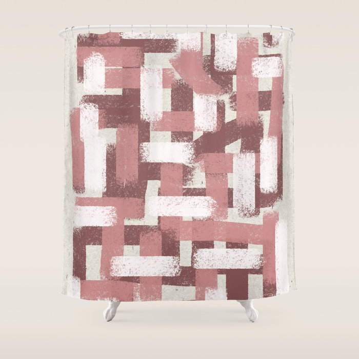 Pink Rose Modern Elements Shower Curtain Gallery Image 1