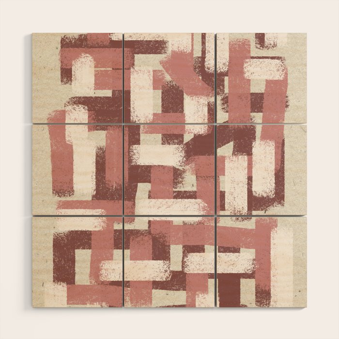 Pink Rose Modern Elements Wood Wall Art Gallery Image 1
