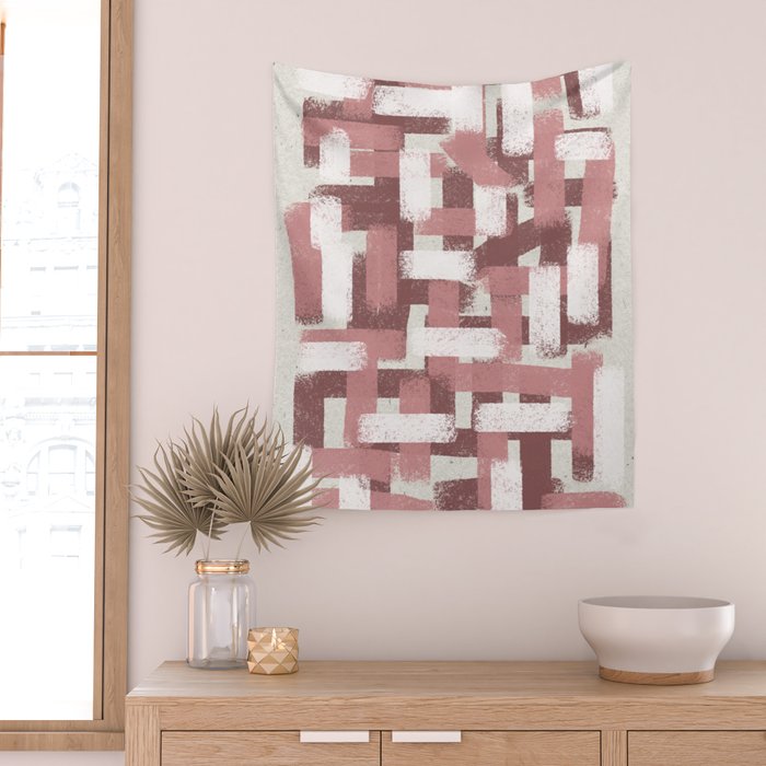 Pink Rose Modern Elements Wall Tapestry Gallery Image 2