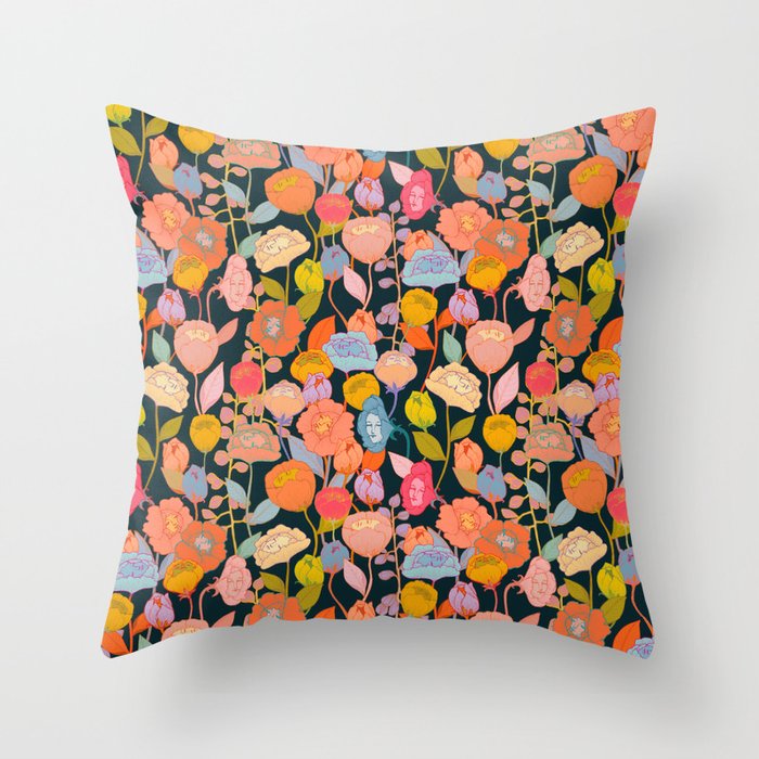 Wonderland Flowers Throw Pillow Gallery Image 1
