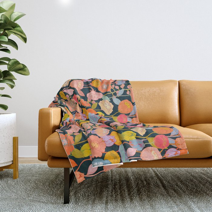 Wonderland Flowers Throw Blanket Gallery Image 1