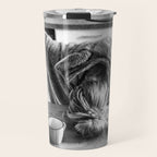 First I Drink the Coffee, Then I do the Stuff - hangover black and white photograph / photography Travel Mug Gallery Image 1