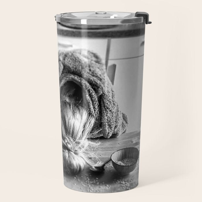 First I Drink the Coffee, Then I do the Stuff - hangover black and white photograph / photography Travel Mug Gallery Image 2