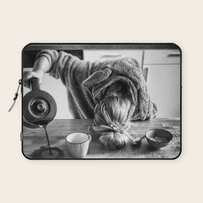 First I Drink the Coffee, Then I do the Stuff - hangover black and white photograph / photography Laptop Sleeve Gallery Image 1