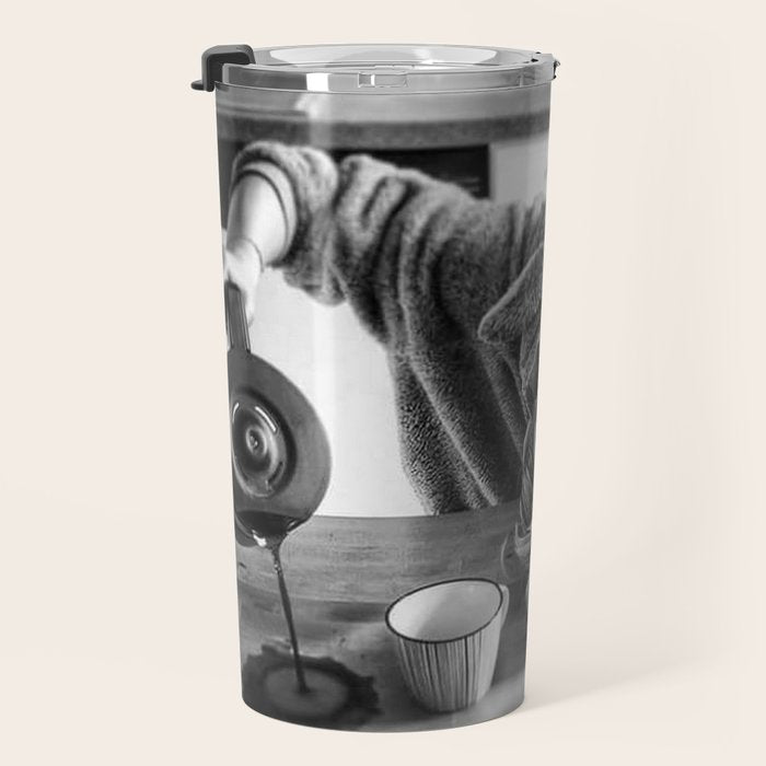 First I Drink the Coffee, Then I do the Stuff - hangover black and white photograph / photography Travel Mug Gallery Image 3
