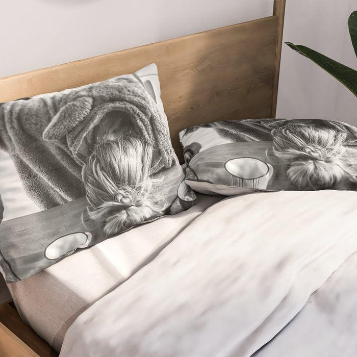 First I Drink the Coffee, Then I do the Stuff - hangover black and white photograph / photography Pillow Sham Gallery Image 2