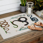 Albertus Seba Three Snakes And Floral Vines  Outdoor Rug Gallery Image 2