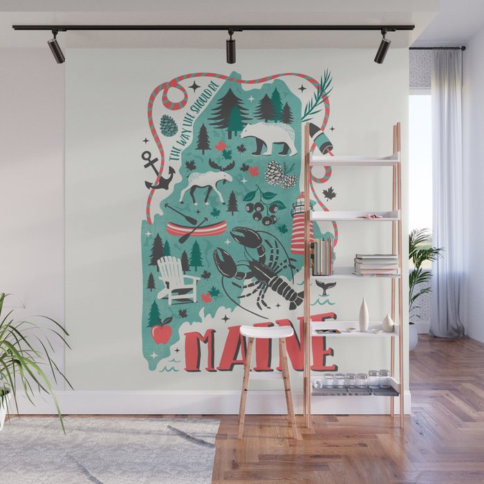Maine Map Wall Mural Gallery Image 1