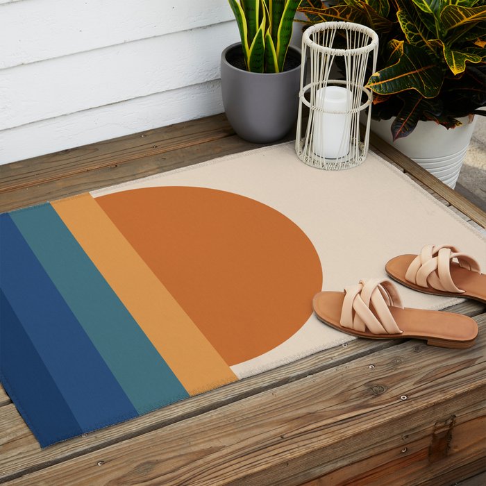 70's Retro Sunset Outdoor Rug Gallery Image 2