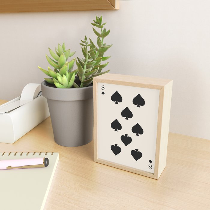 Eight of Spades Playing Card Black and White Mini Art Print Gallery Image 2