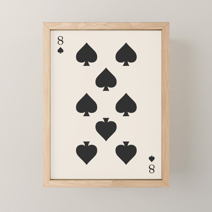 Eight of Spades Playing Card Black and White Mini Art Print Gallery Image 1
