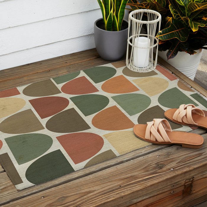 Mid-Century Canvas Geo Pattern Outdoor Rug Gallery Image 2