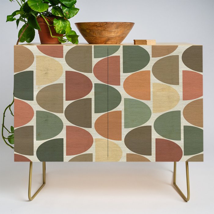 Mid-Century Canvas Geo Pattern Credenza Gallery Image 1