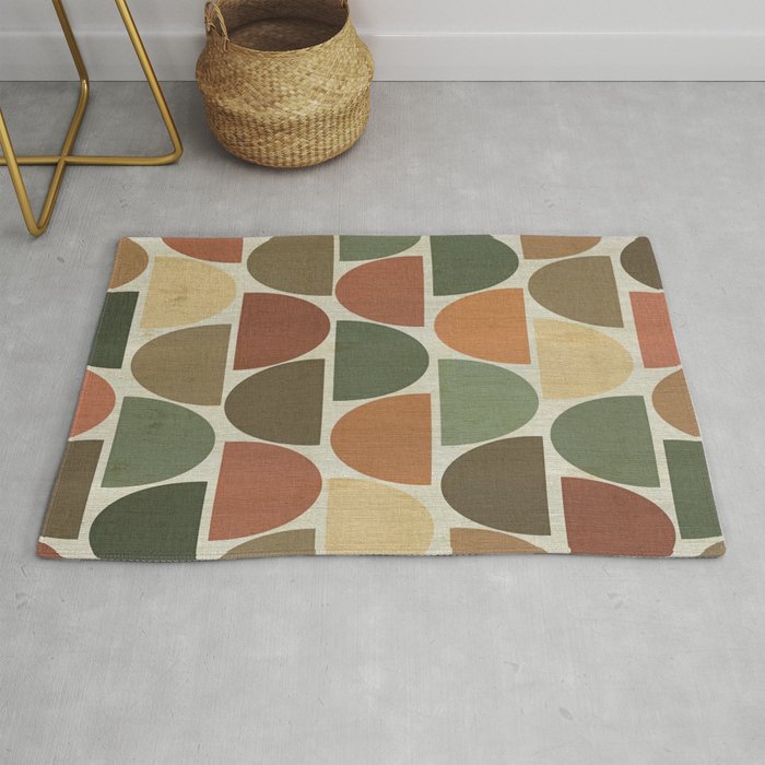 Mid-Century Canvas Geo Pattern Rug Gallery Image 1