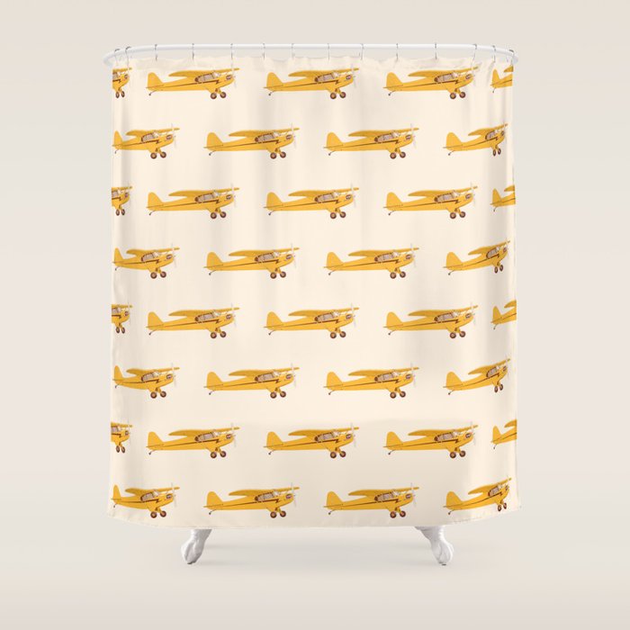Little Yellow Plane Shower Curtain Gallery Image 1