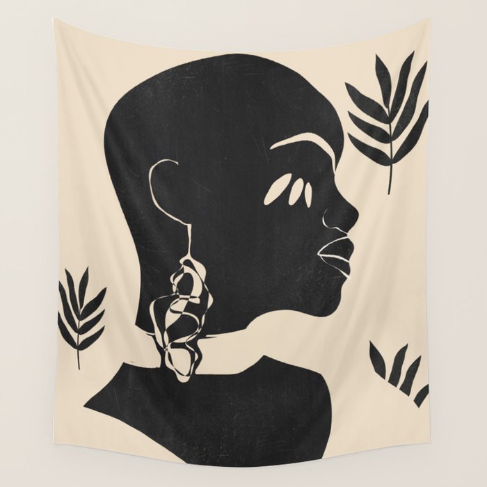Tropical Girl /Abstract Minimal Wall Tapestry Gallery Image 1