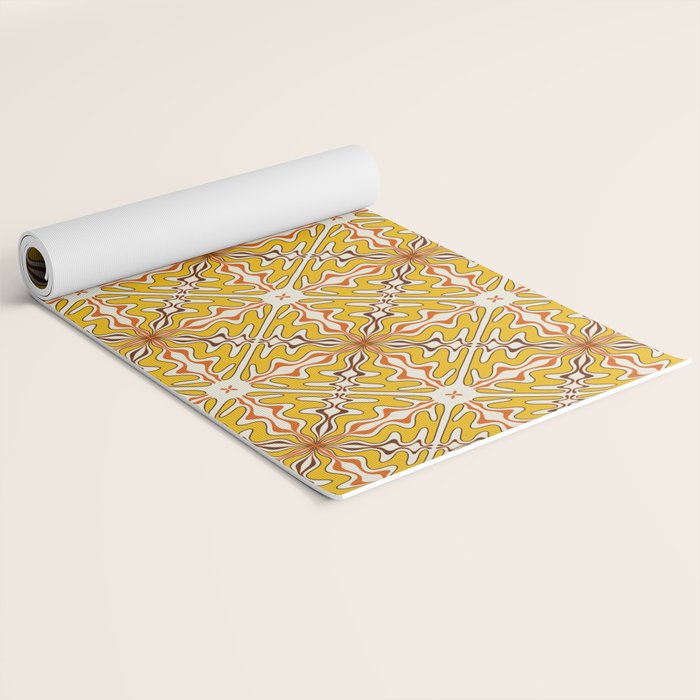 Murcia Retro Spanish Tile Pattern Mustard Yellow Brown Orange Cream 2 Yoga Mat Gallery Image 2
