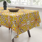 Murcia Retro Spanish Tile Pattern Mustard Yellow Brown Orange Cream 2 Tablecloth Gallery Image 3