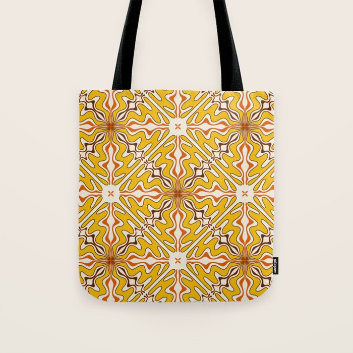 Murcia Retro Spanish Tile Pattern Mustard Yellow Brown Orange Cream 2 Tote Bag Gallery Image 1