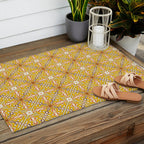 Murcia Retro Spanish Tile Pattern Mustard Yellow Brown Orange Cream 2 Outdoor Rug Gallery Image 2