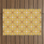Murcia Retro Spanish Tile Pattern Mustard Yellow Brown Orange Cream 2 Outdoor Rug Gallery Image 1