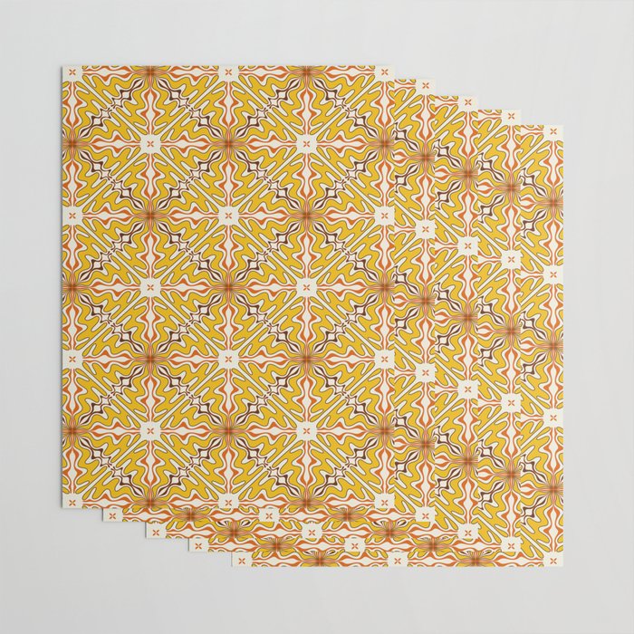 Murcia Retro Spanish Tile Pattern Mustard Yellow Brown Orange Cream 2 Wrapping Paper Gallery Image 3