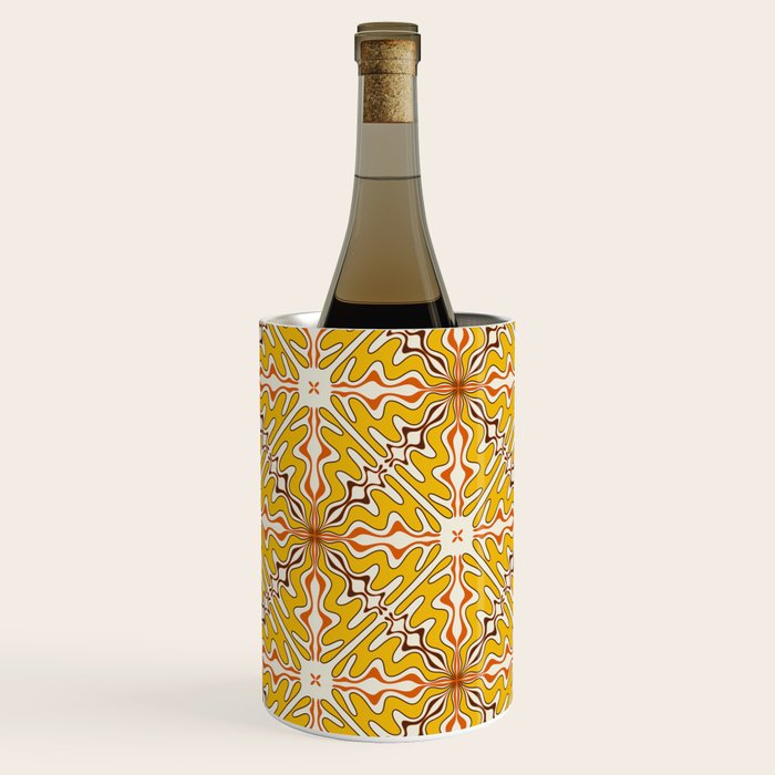 Murcia Retro Spanish Tile Pattern Mustard Yellow Brown Orange Cream 2 Wine Chiller Gallery Image 2