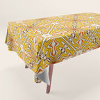 Murcia Retro Spanish Tile Pattern Mustard Yellow Brown Orange Cream 2 Tablecloth Gallery Image 1