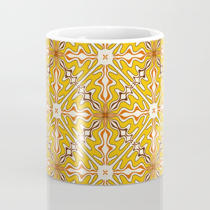 Murcia Retro Spanish Tile Pattern Mustard Yellow Brown Orange Cream 2 Coffee Mug Gallery Image 4