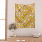 Murcia Retro Spanish Tile Pattern Mustard Yellow Brown Orange Cream 2 Wall Tapestry Gallery Image 2