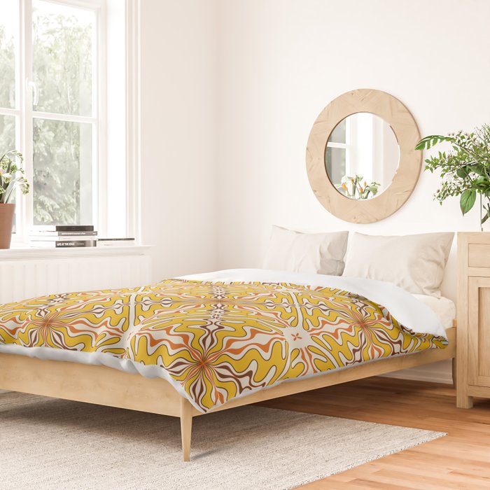Murcia Retro Spanish Tile Pattern Mustard Yellow Brown Orange Cream 2 Duvet Cover Gallery Image 2
