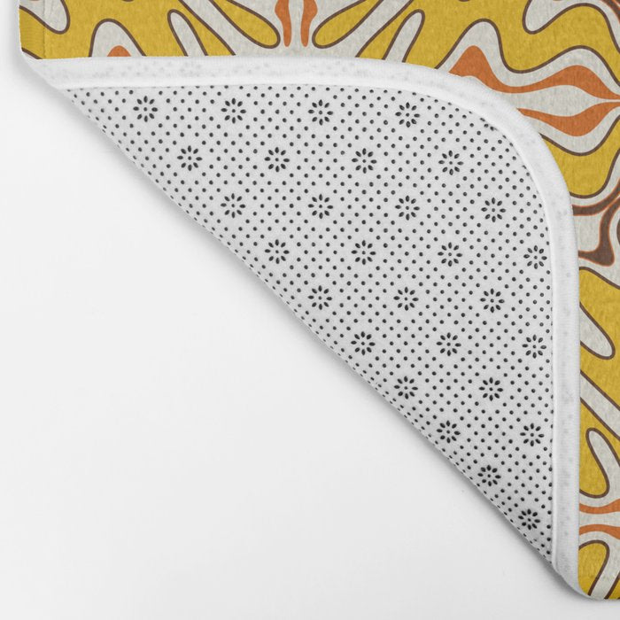 Murcia Retro Spanish Tile Pattern Mustard Yellow Brown Orange Cream 2 Bath Mat Gallery Image 2