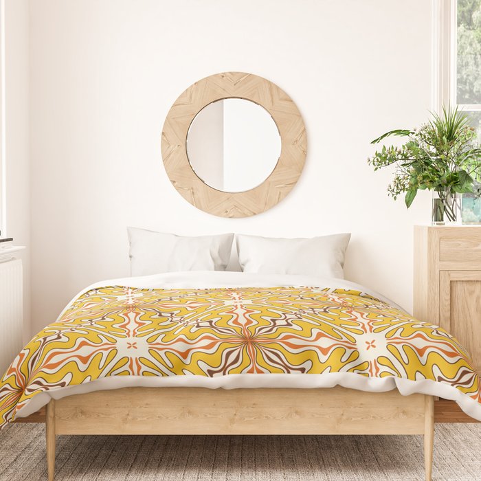 Murcia Retro Spanish Tile Pattern Mustard Yellow Brown Orange Cream 2 Duvet Cover Gallery Image 3