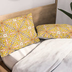 Murcia Retro Spanish Tile Pattern Mustard Yellow Brown Orange Cream 2 Pillow Sham Gallery Image 2