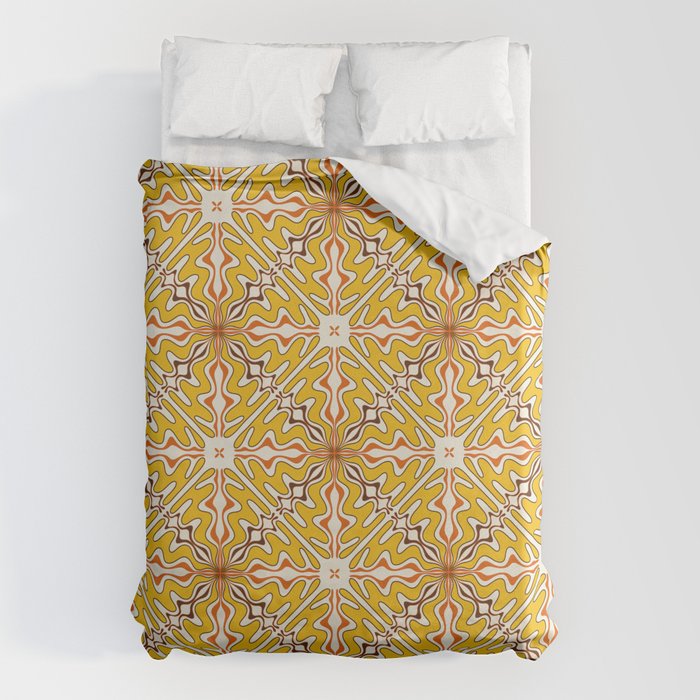 Murcia Retro Spanish Tile Pattern Mustard Yellow Brown Orange Cream 2 Duvet Cover Gallery Image 6