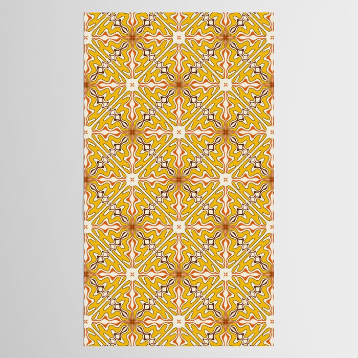 Murcia Retro Spanish Tile Pattern Mustard Yellow Brown Orange Cream 2 Tablecloth Gallery Image 2