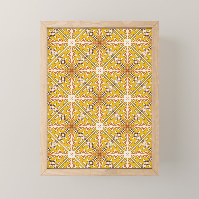 Murcia Retro Spanish Tile Pattern Mustard Yellow Brown Orange Cream 2 Mini Art Print Gallery Image 1