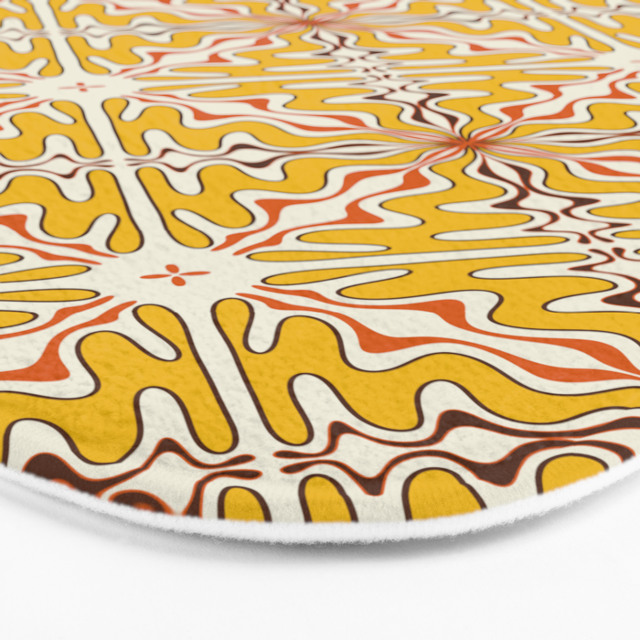 Murcia Retro Spanish Tile Pattern Mustard Yellow Brown Orange Cream 2 Bath Mat Gallery Image 3