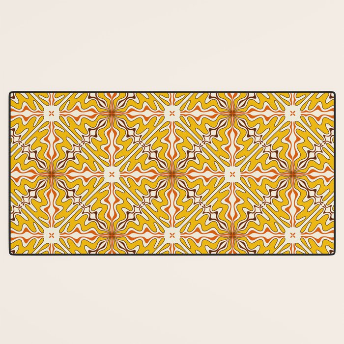 Murcia Retro Spanish Tile Pattern Mustard Yellow Brown Orange Cream 2 Desk Mat Gallery Image 3