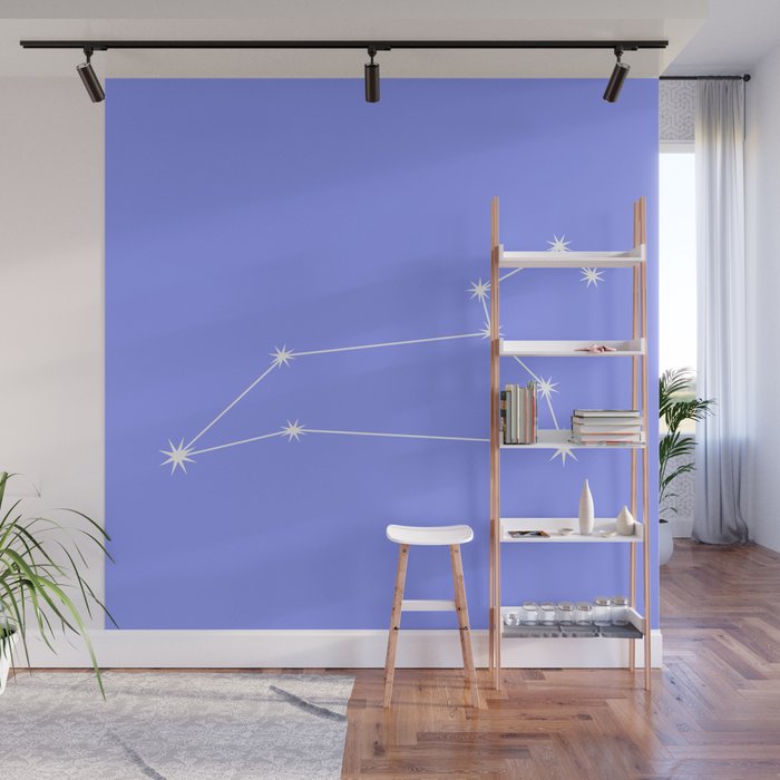 Leo Zodiac Star Constellation Line Art Pastel Purple Wall Mural Gallery Image 1