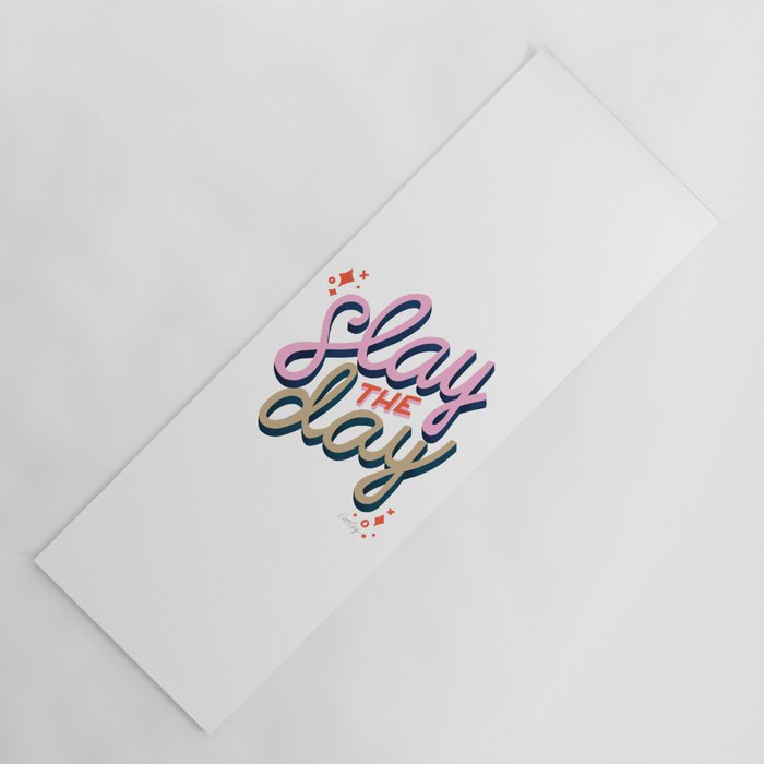 Slay the Day - Coral & Pink Yoga Mat Gallery Image 1