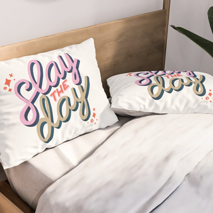 Slay the Day - Coral & Pink Pillow Sham Gallery Image 2