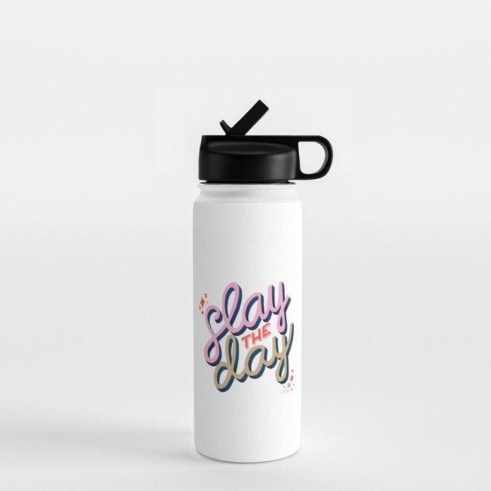 Slay the Day - Coral & Pink Water Bottle Gallery Image 1