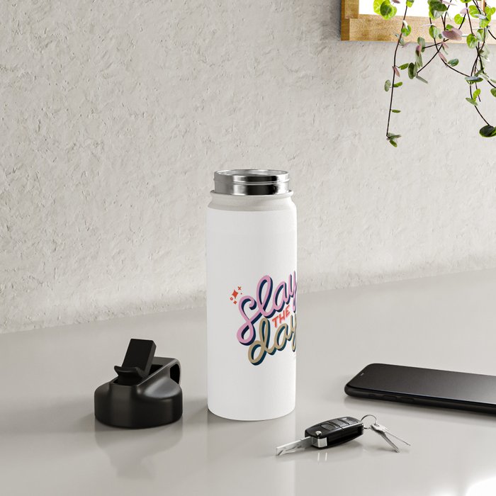Slay the Day - Coral & Pink Water Bottle Gallery Image 5