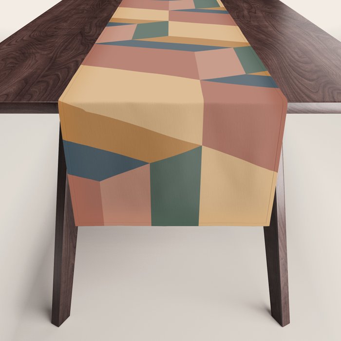 Cuboid Geometric Abstract Shapes Pattern XI Table Runner Gallery Image 1