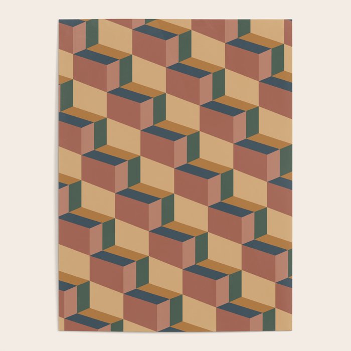 Cuboid Geometric Abstract Shapes Pattern XI Poster Gallery Image 4