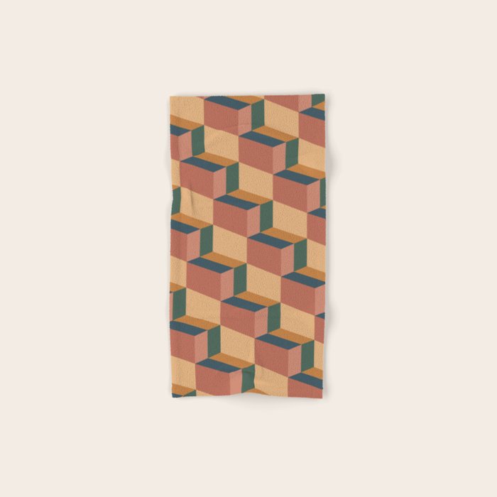 Cuboid Geometric Abstract Shapes Pattern XI Bath Towel Gallery Image 1