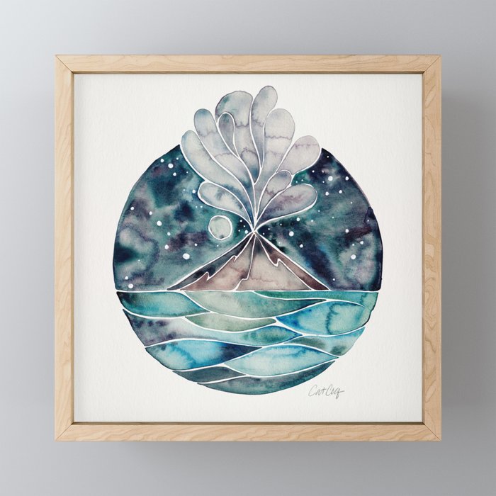 Stromboli Volcano at Midnight - Blue Palette Mini Art Print Gallery Image 1
